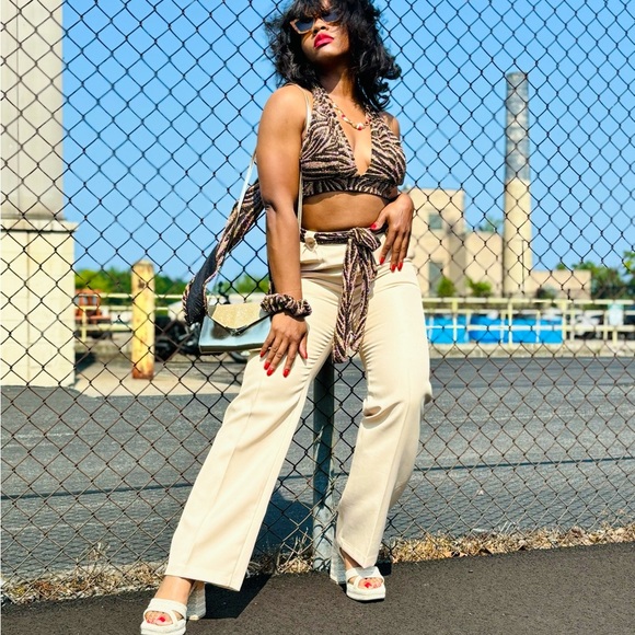 Zebra print wrap around halter top - Picture 4 of 8